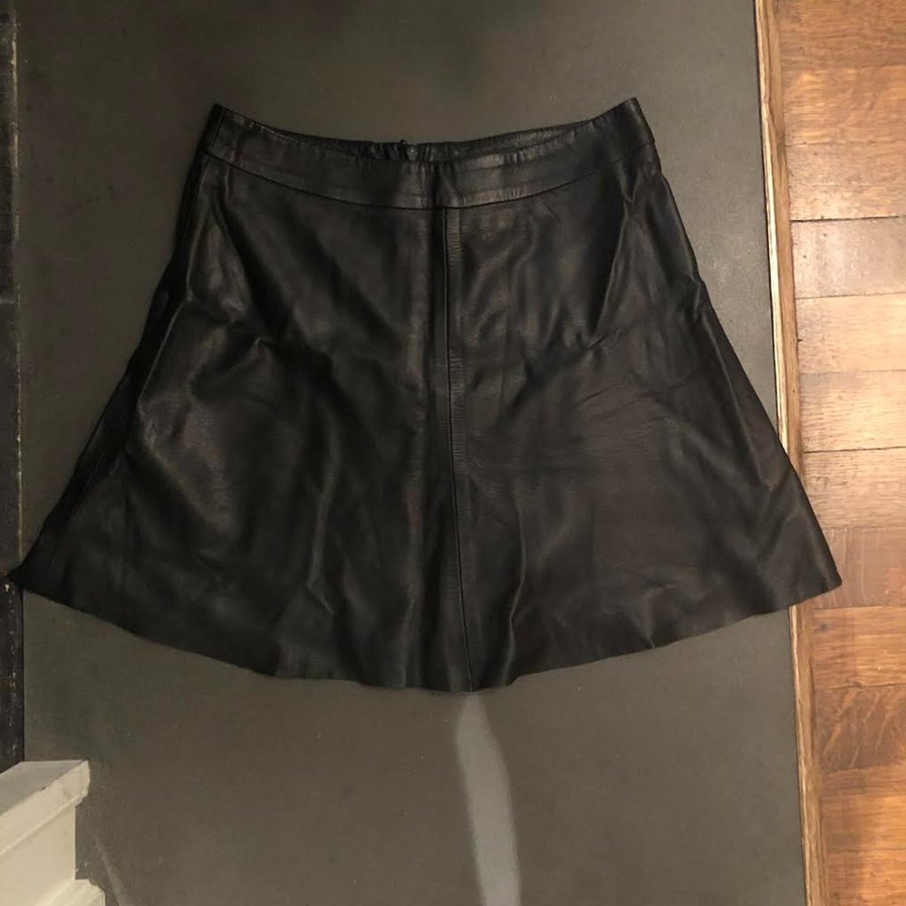 Veda Black Leather Mini Skirt | Size Small